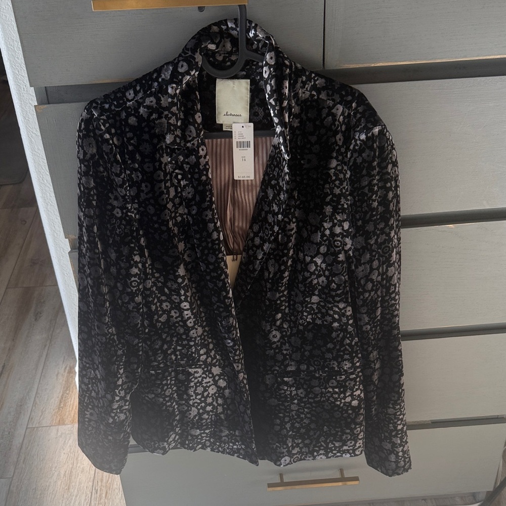 elevenses Black Floral Burnout Velvet Blazer